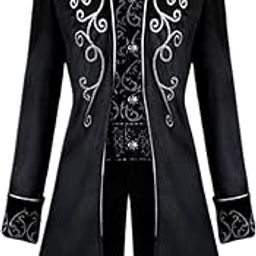 Men's Steampunk Vintage Tailcoat Jacket Gothic Victorian Frock Coat Uniform Halloween Costume-image-36