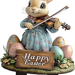 Easter Bunny Stake Bunny Decorative Garden Stake for Sidewalk Porch Backyard Style B |1 Easter Bunny Stake-image-2