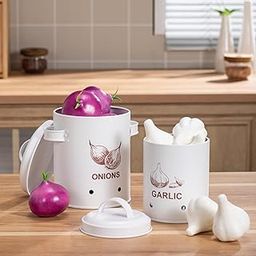 UJEAVETTE Vintage Vegetables Storage Bin Onion Storage Bin for Cabinet Home Restaurant S-image-50