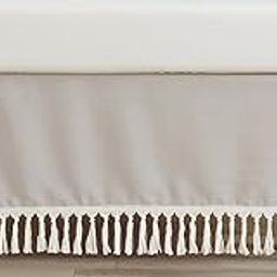 Sweet Jojo Designs Boho Bohemian Boy Girl Baby Crib Bed Skirt Nursery Dust Ruffle - Solid Taupe Beige Ivory Cream Off White Linen Farmhouse Shabby Chic Designer Modern Minimalist Tassel Macrame Cotton-5
