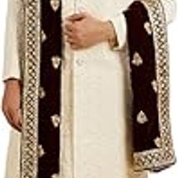 Men's Velvet Sequinned Dupatta (Maroon)-image-59