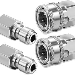 Hotop 2 Sets NPT 3/8 Inch Stainless Steel Male and Female Quick Connector Kit Pressure Washer Adapters-picture-14