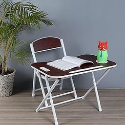 The Tickle Toe Kids Foldable Study Table and Chair Set | Brown | Folding Desk & Chair for Toddlers Age 2-5 | Compact Home Study Furniture | Durable MDF & Metal | Made in India-picture-11