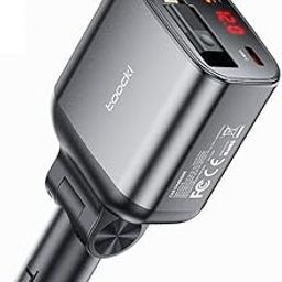 INICIO Retractable Car Charger, 105W 4 in 1 with 80cm PD 45W Type-C Cable, 30W USB C Port & 27W iPhone Fast Charging Car Adapter for iPhone 16 15 14 13 Galaxy S24 Ultra iPad Pro Pixel 9 8 etc-image-52