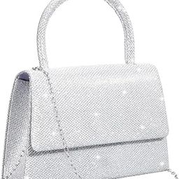 Clutch for Women - Fashion Evening Sparkling Silver Tote Handbag With Detachable Chain Top Handle - Elegant Crossbody Chain Bag-image-45