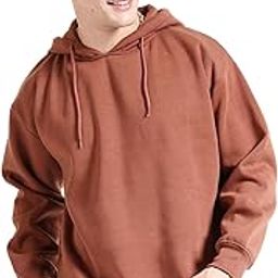 Men Polyester Regular Fit Solid Overhead Hooded Sweatshirt-picture-23