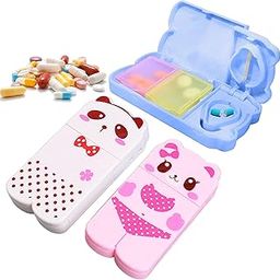 FunBlast Pill Organizer Box – Set of 3 Pcs Cute Medicine Box Holder, 2 in 1 Pill Box with Cutter, Tablet Container Box for Daily, Portable Medicine Organizer Box, Pill Box Case with 2 Separate Compartments Box (Pig+Panda+Cat)-14