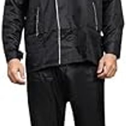 Black Rain Coat for Men Waterproof Raincoat with Pants Polyester Double Layer Rain Coat For Men Bike Rain Suit Rain Jacket Suit Inner Mobile Pocket with Storage Bag-image-104