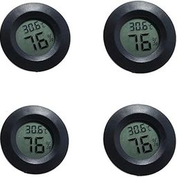 CALANDIS™ 4X Round Digital Thermometer Humidity,LCD Display for Reptile Tank Black | Reptile Supplies-27