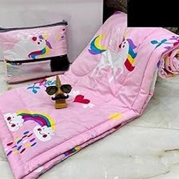 BLACK SPADE Cartoon Print Microfiber Kids Comforter/AC Comforter Single Bed 60 * 90 inches (Pink Unicorn)-7