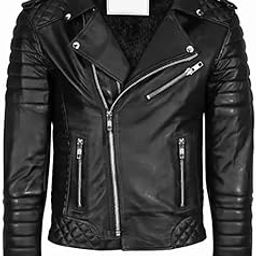 Men's Quilted Leather Motorcycle Jacket, Black, Winter Style with Zip Details-picture-25