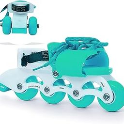 jaspo Unisex_Youth Transformer Beginner Quad And Inline 2-In1 Roller Skates For Age Upto 7 Years (Cyan)-picture-12