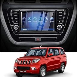 LF Tempered Glass Mahindra Tuv 300 Car Accessories Navigation Or Music System (Stereo) Touch Screen Guard (Company Fitted) - Clear-image-92