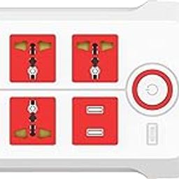 CINTA CE 3252 Browny 3 pin Spike Guard (2 mtr) with 2.1 Amp Twin USB,Neon Indicator, International sockets, Safety Shutter & Surge Protector.-19