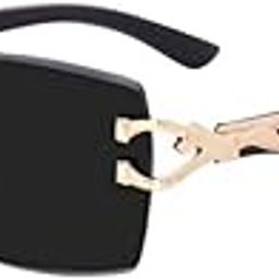 Black Rimless Square Sunglasses For Men's and Women's-UV Protected-Pack of 1-56
