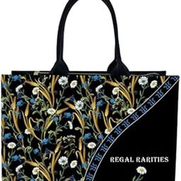 CHIC FARM FIELD FLORAL CUSTOMIZED TOTE BAG – DAISIES & AUTUMN GRAINS | Black-picture-0