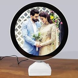 Heart Beat Plastic Round Magic Mirror Tabletop Customized Photo Frame (White) For Valentines Day Gifts, Anniversary, Birthday, 25L x 20W Centimeter-image-54