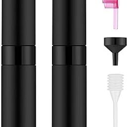 IRON BILL Glass 2 Pcs/8Ml Portable Mini Perfume Atomizer Bottles, Empty Refillable Spray Bottle With 3 Types Of Refill Tools, Pocket Travel Perfume Sample Bottles,Black-34