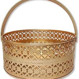 PALMARY Flower Basket for Pooja/Worship (Flower Basket Round),Gold-image-35