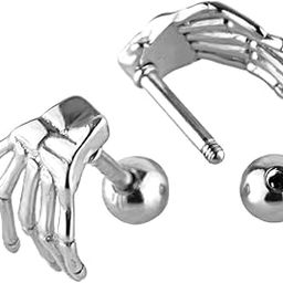Pair Of Fashionable Men Punk Rock Style Stud Earrings Fashion Accessory Silver-image-69