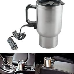 Prachit Stainless Steel Electric Smart Kettle 12V Car Heated Mug 450 ML with Charger Vacuum Insulated-17