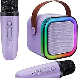 Mini Karaoke Machine for Kids, Haomuren Portable Speaker with 2 Wireless Microphones,Easter Birthday Gifts Girl Singing Karaoke Machine for 3,4,5,6,7,8,9,10,12+Year Old, Karaoke Gifts for Girls Purple-picture-32