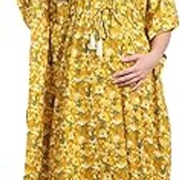 Printed Cotton Maternity Kaftan Full Length/Nighty/Free Size/Feeding/Nursing/Zipper/Drawstring-image-88