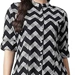 Black Rayon Zigzag Print Top-7