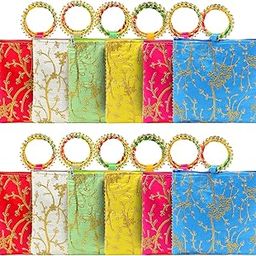 Women Potli Bags | Gifting Potli with Zip & Bangle Handle | Traditional Shagun Return Gifts Potli for Mehandi, Haldi, Baby Shower, Wedding, Sangeet (Embroidered, Pack of 12)-image-23