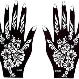IVANA'S Heena Mehandi Tatto Stencil Set for | Hand | Body | Fingure | Face | Heena Art Temporary Tatto for Kids, Girls & Women, Design - Tatto-67, Black, M-17