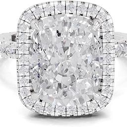 Lab Grown Diamond 5.71 Ct Cushion Shape Halo Diamond Ring for Women IGI Certified FG VS Quality | 14K White Gold | Size 6-image-36
