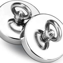 DIYMAG 2Pack 270 lbs(123 KG) Pulling Force Powerful Fishing Magnets,with Countersunk Hole Eyebolt, Diameter 1.88 inch(48 mm), for Retrieving in River and Magnetic Fishing-0