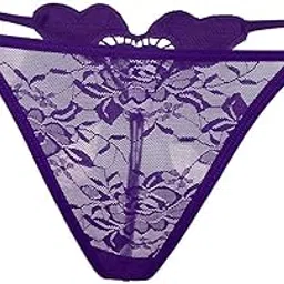 snappsy Women's Lace Thongs T-back Briefs Underwear Bandage Panties Purple-picture-5