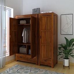 TG Furniture Jali Dual Storage Sheesham Wardrobe Natural,3 door-image-28