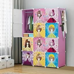 Plastic Sheet steel 12 Door Wardrobe Storage Rack Closest Organizer , Pink-image-21