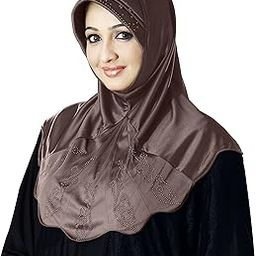 Hijab's Modest Women's Embellished with Glittering Stone Designs Stylish Polycotton Feel Good Fabric MEHARBAN 1st Gen HIJAB XL-image-73