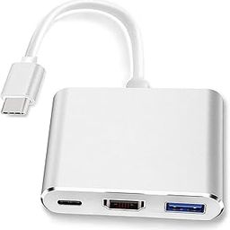 Lukzer 1Pc USB Type C to HDMI 3 in 1 Adapter 4K Compatible Mac Pro, MacBook Pro, iMac, Chromebook & Other USB 3.0 Port Mac HDMI Adapter, Type-C Devices PD Charging Port Compatible Space Saving(Silver)-10
