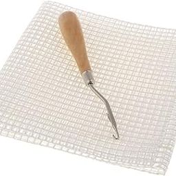 MERISHOPP Blank Canvas Mesh and Wooden Bent Latch Hook for DIY Rug Cushion Mat Making-image-72