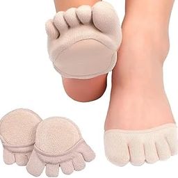 PrisRush Women Toe Toppers Five-Finger No Show Invisible Breathable Toe Separated Socks Front Palm Foot Pain Pad Soft Half Socks-36