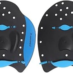 Swim Hand Paddles Swimming Training Paddles with Adjustable Straps Swimming Fins Kids Adults Hand Paddles Gloves for Swim Training Water Resistance Aqua Fit Workout Fitness Gear (M, Blue)-image-65