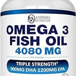 Omega 3 Fish Oil – 120 Soft Gels – 4,080mg High EPA 1200mg DHA 900mg Lemon Flavor Burpless Softgels-image-57