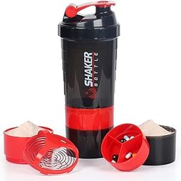 VECH Shaker Bottle, 16oz Protein Cup With Storage & Ball, GYM Bottle for Shakes, Sports Mixer, 100% Leak Proof, BPA Free, 3 Layer (Red)-image-25