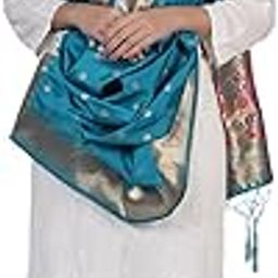 MUFFFLY Woven Paithani Banarasi Silk Dupatta For Women, Width 1 Meter, Length 2.3 Meter-image-62