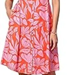 zelena Maternity Zipless Feeding Dress for Women | 100% Cotton Pre & Post Pregnancy Floral Printed Dress for Pregnant Woman | Nursing Dresses with Flared Sleeves & Pockets for Mothers-picture-38