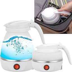 SCILLA Travel Folding Electric Kettle, Fast Boiling, Beautiful Design Collapsible, Portable Electric Kettle, 600ml Boil Dry Protection | 100-240V Food Grade Silicone Foldable Kettle(White)-image-75