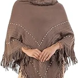 showoffff SHOWOFF Women's Round Neck Solid Brown Longline Poncho-CHN-033_Brown-picture-23