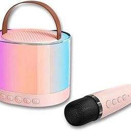 Mini Karaoke Machine Microphone Portable Bluetooth Wireless Speaker with Wireless Mic for Music Toys Christmas Birthday Gifts for Girls & Boys 4,5,6,7,8,9,10,11,12 Year Old - (Pink)-picture-11