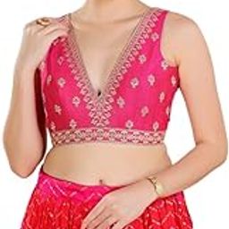 Women's Silk Padded Self Design Sleeveless Readymade Saree Blouse (KP-273NS)-39