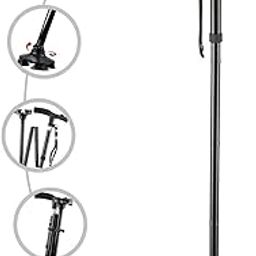 DARKSTICK Aluminium Alloy Walking Stick with LED Light, Adjustable Folding, 4 Legs, Black-image-53