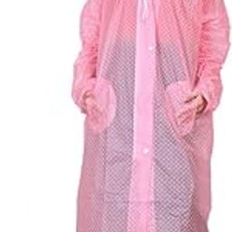 Dotted Print Women/Ladies/Girl's Raincoat with Side Pocket, One-Piece Light Weight Raincoat 100% Waterproof Portable Raincoat-32